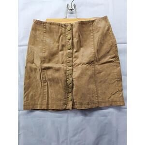 We The Free by Free People Modern Femme Faux Suede Mini Skirt Camel Brown 2